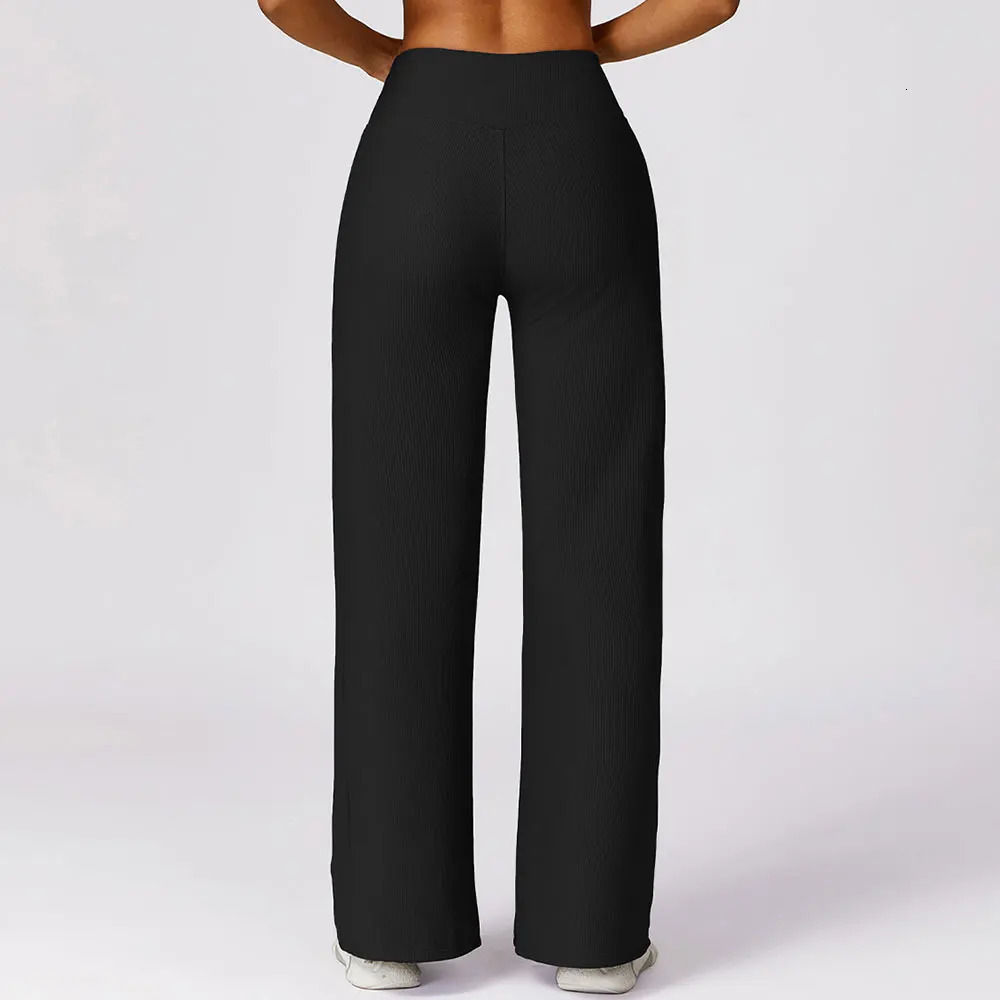 Women Flare Leggings High Waist Wide Leg Yoga Pants Ribbed Fitness Workout Tights Gym Sports Trousers Casual Slimming Clothing 241104