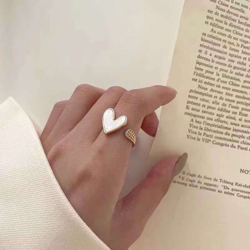 Exquisite Micro-paved Zircon White Love Open Ring For Women Fashionable Personalized Daily Accessory Party Jewelry Birthday Gift