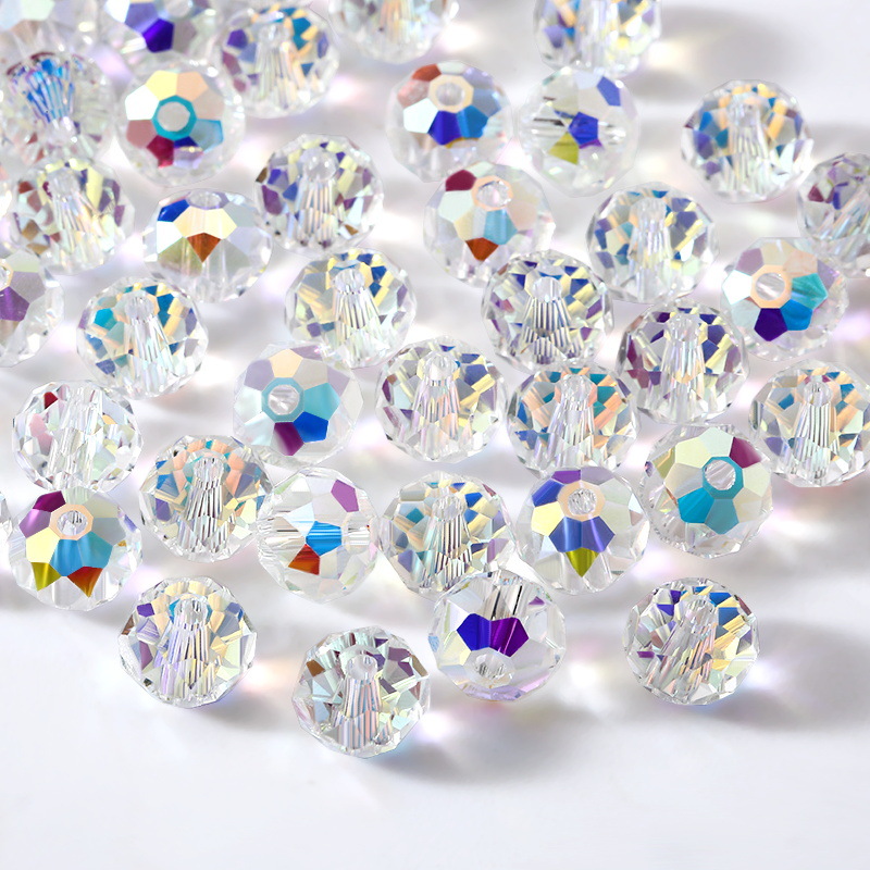 6mm Colored glass crystal beads loose beads faceted flat beads diy jewelry accessories