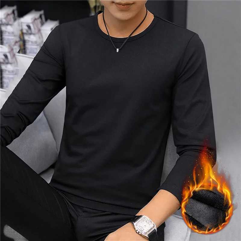 Keep Warm Thermal Underwear For Man Casual Solid Color Mens Winter Thermo Undershirt Thick Thermo Long Sleeve Top LX241104