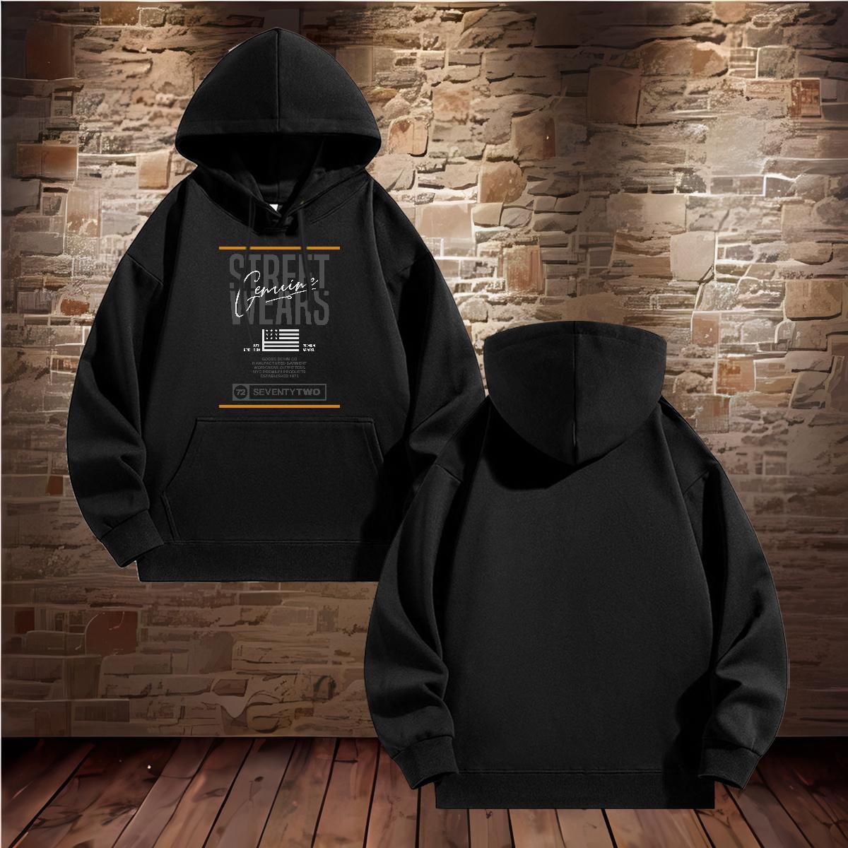 Brand Men's Hooded Sweatshirt Hooded Collar Cool Men Tops Hoodie Floral Print Tops Hoody Autumn Winter Velvet Thick