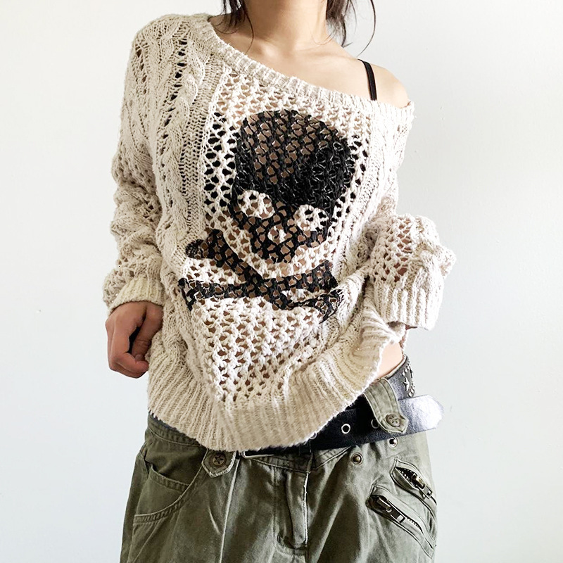 Autumn And Winter New Street Style Knitwear Jacket Hollowed Out Fried Dough Twists Loose Pullover Sweater Women