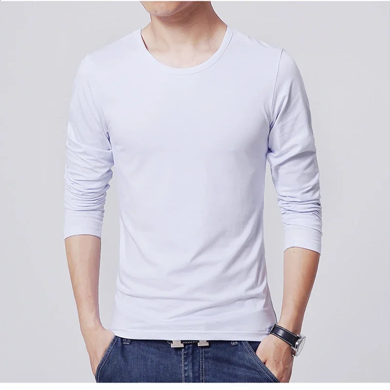 2024 MRMT Mens T-Shirts Long Sleeve Slim Men T-Shirt Young Man Pure Color Tops Tees Shirt O-Neck For Male Tshirt 241105
