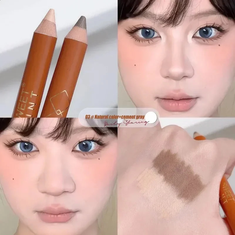 Double Head Face Contour Pen Matte White Highlighting Contour Stick Brightening Skin Tone Concealer Pencil Face Bronzers Makeup 241105