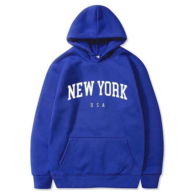 Women New York U.S.A City Hoodies Fashion Letter Printed Graphic Sweatshirts Loose Casual Harajuku Hooded Sportwear PulloverLX241104