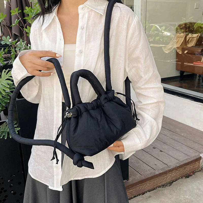 Fashion mini inflatable handbag pad womens shoulder bag nylon down cotton cross body bag mini womens handbag 241105
