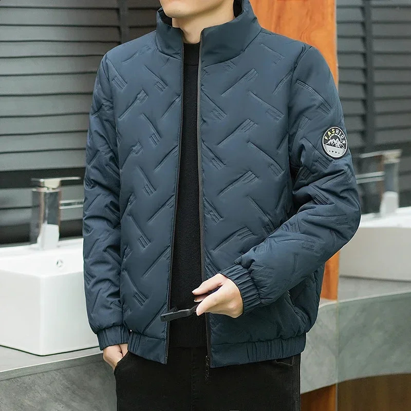 Winter Jacket Men Quilted Cotton Padded Coat Warm Streetwear Stand Collar Casual Puffer Plus Size 6XL 241105