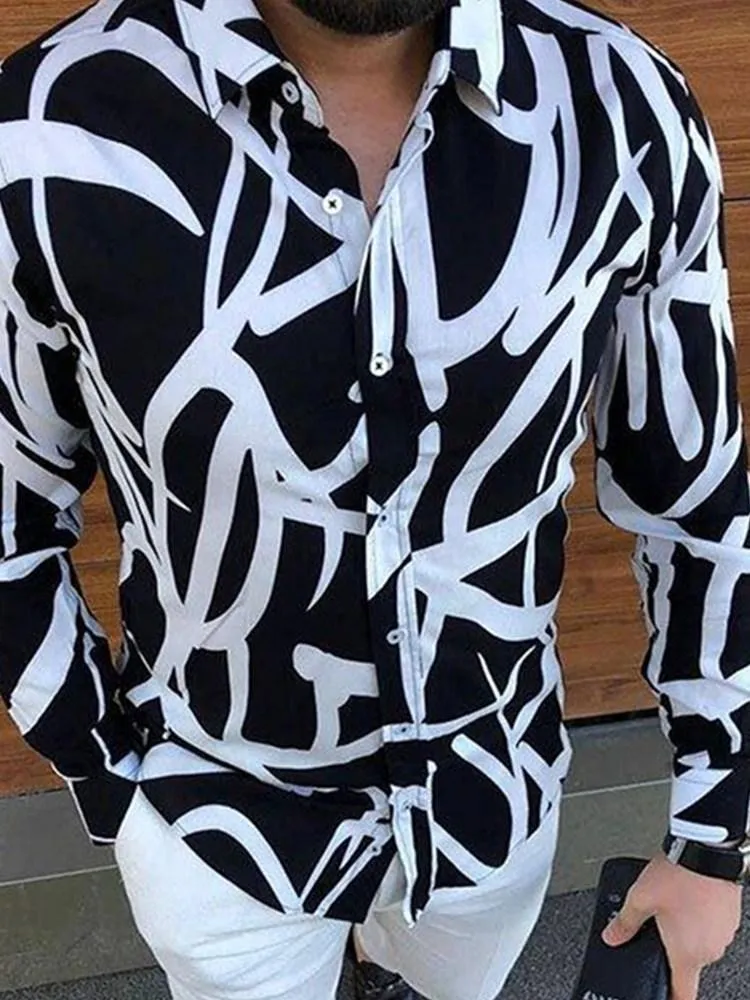 Men's Casual Shirts Punk Style Silk Satin Digital Printing Male Slim Fit Long Sleeve Flower Print Party Shirt Tops fashion coat t shirt
