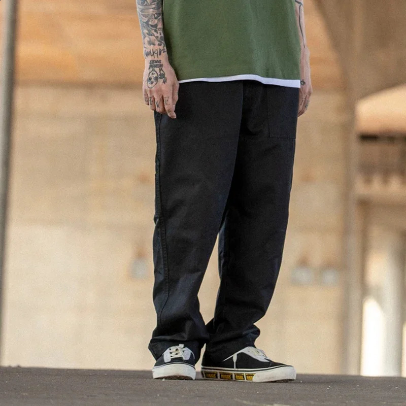 Multi pocket cargo pants mens streetwear loose straight casual bag pants mens wide leg canvas work pants 241105
