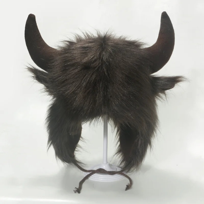 Bull Horn Mao Lei Feng Hat for Men and Women Winter Warm Ear Protection Windproof Hat Russian Ski Hat Faux Fur Hats 241024
