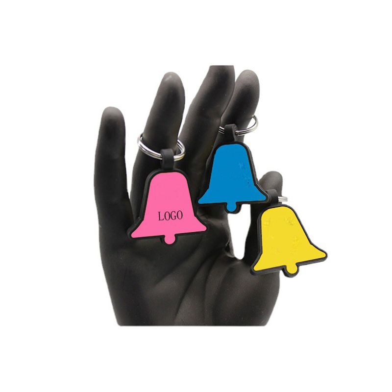 Fashion Bell Dog Tags Keyring Food Grade Silicone Pet Tag DIY Cat And Dog ID Card Keychains
