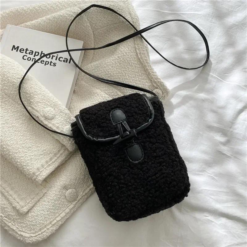 2025 NEW Totes Lamb Wool Mini Cell Phone Bag For Women Autumn Winter Chic Horn Buckle Design Crossbody Bags Fashion Trend One Shoulder zhanyishengli