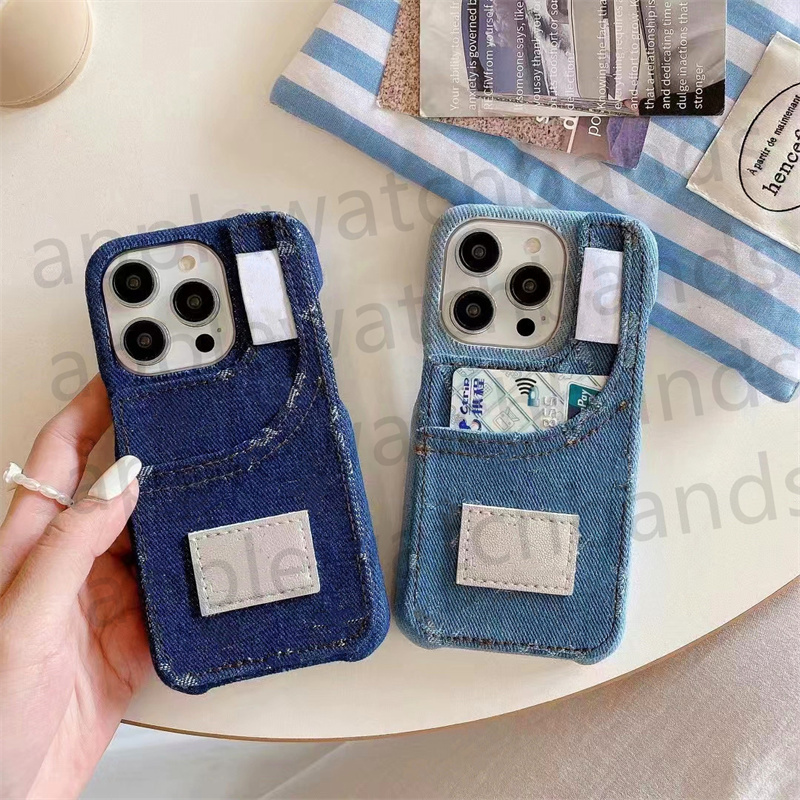 Denim Phone Case Designer for iPhone 16 Pro Max Case Apple iPhone 15 Pro Max 14 13 12 15 Plus 16 Plus Case Card Holder Retro Fabric Printing Phonecases
