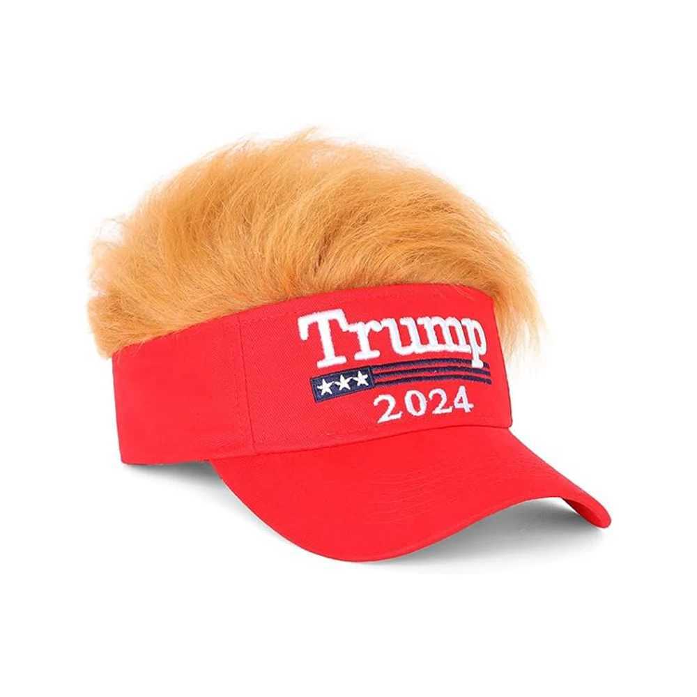 Synthetic Trump 2024 Hair Hat Donald Trump Makes America Great Again Wig Hat Embroidered Super Adjustable MAGA Baseball Hat Y241104