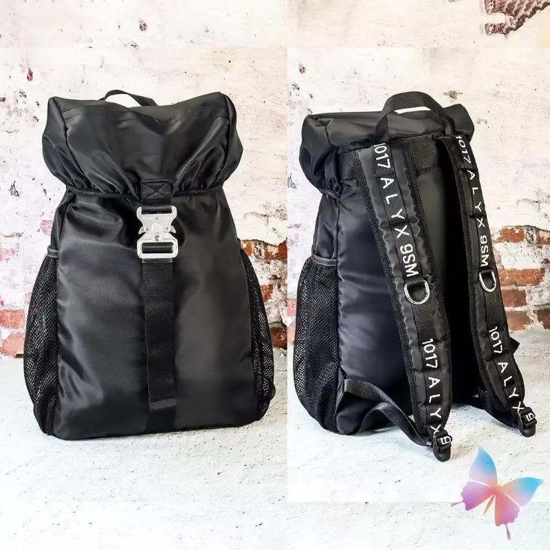 24ss 1017 ALYX 9SM Backpack Embroidered Letter Function Tactical Metal Sleeve Letter Outdoor Travel Nylon Flip Bag 241104
