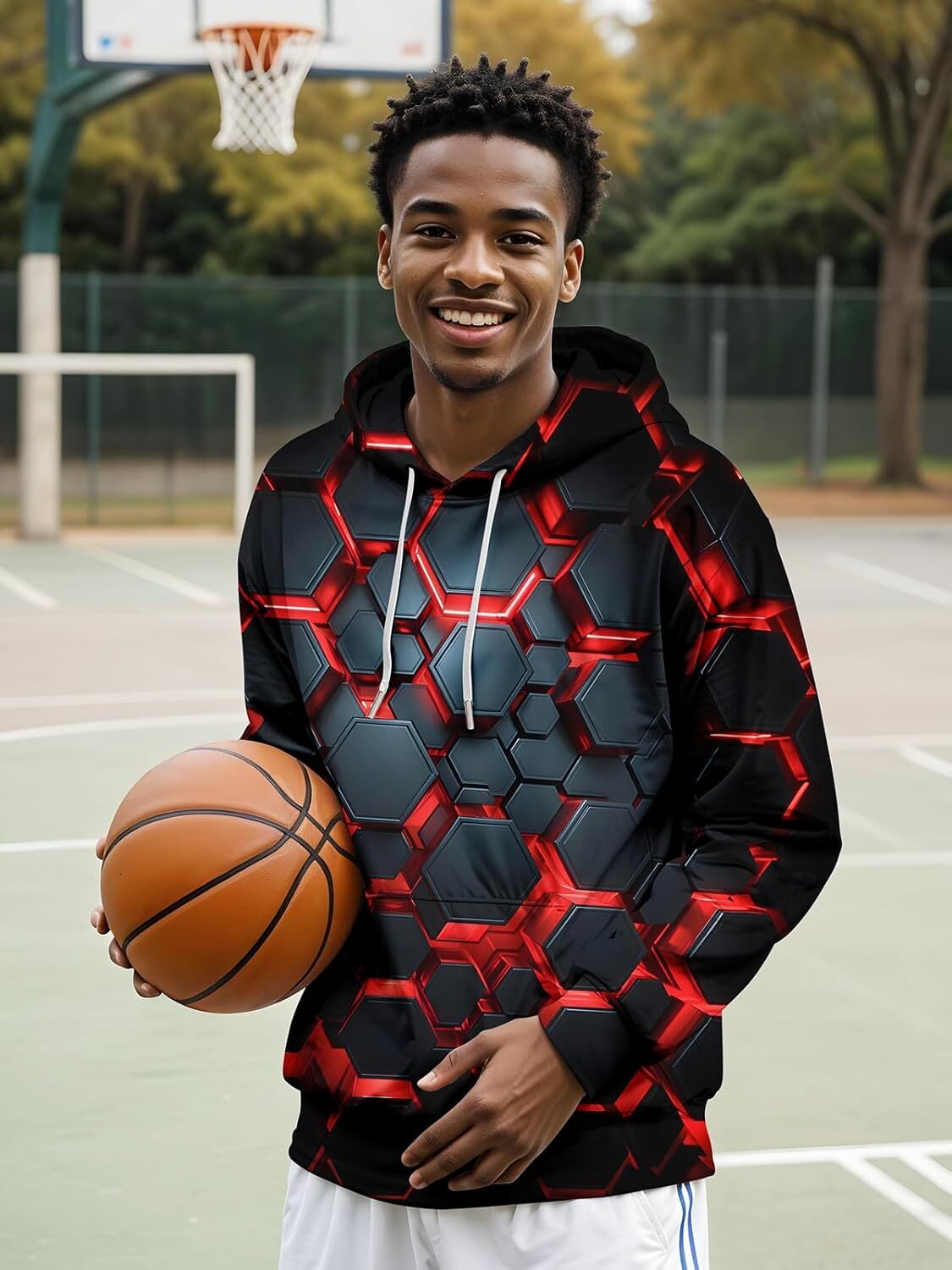 Hoodie for Mens Womens Graphic Hoodies for Men Sweatshirts for Teen Boy Gifts Cool Things Novelty Black Red Pullover Hoodie Graphic cool, and warm