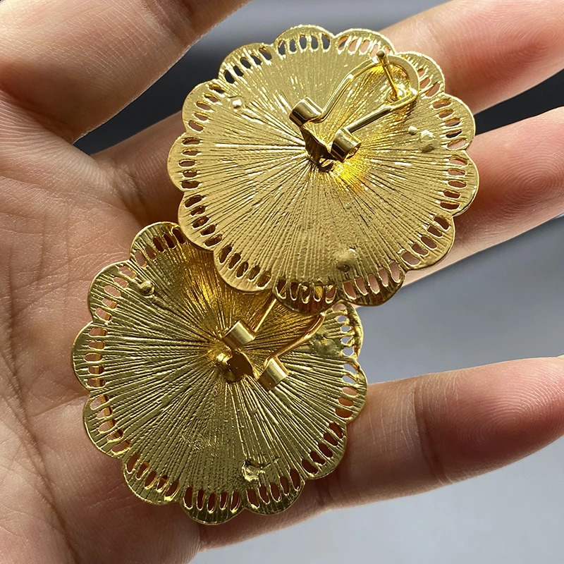4 pieces/batch Ethiopian gold necklace Dubai jewelry set Habesha earrings ring pendant bracelet Arab African bride jewelry 241105
