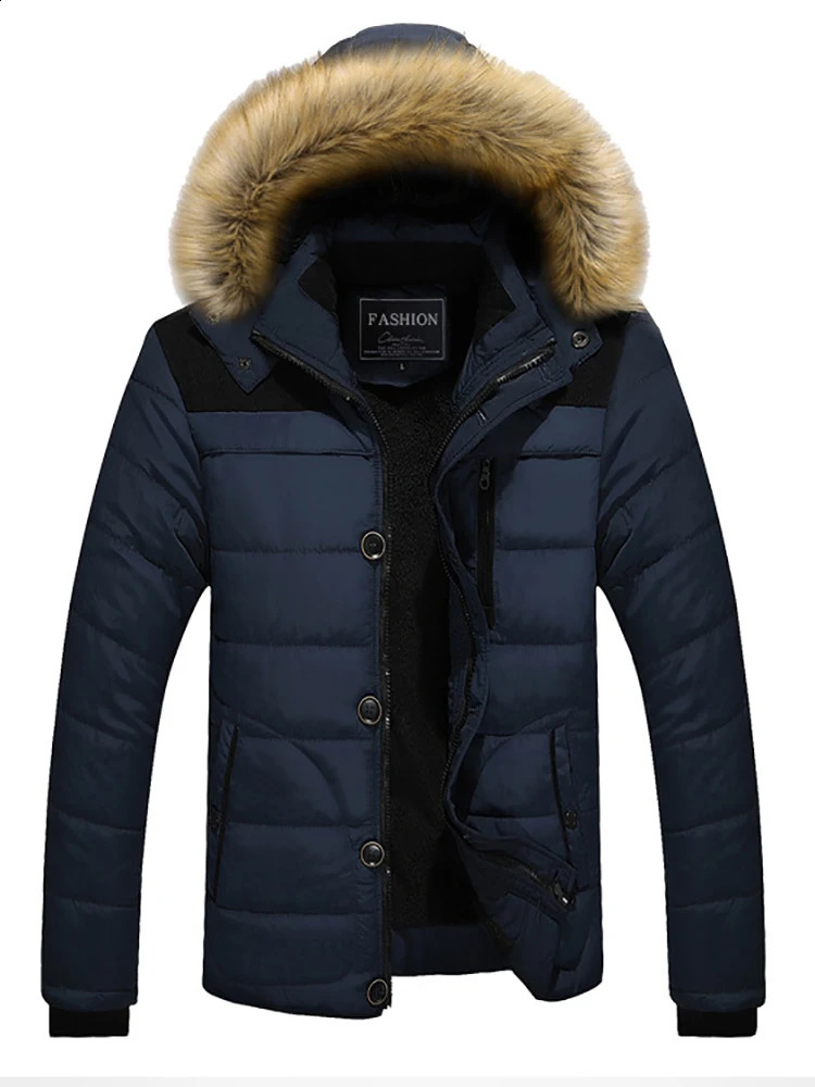 Mens Winter Padded And Thickened Plush Cotton Jacket Korean Version Of The Hooded Collar Super Warm Cold CottonPadded 241105