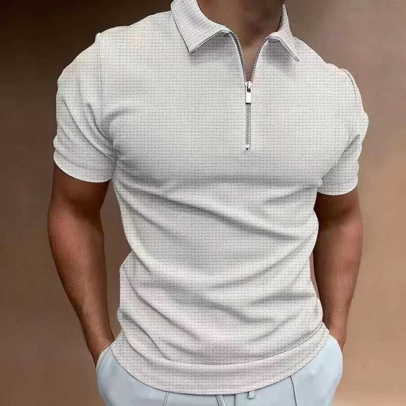 Hommes zip Wfle couleur uni t-shirts Manches courtes chemise casual slim summer 2023 W241104