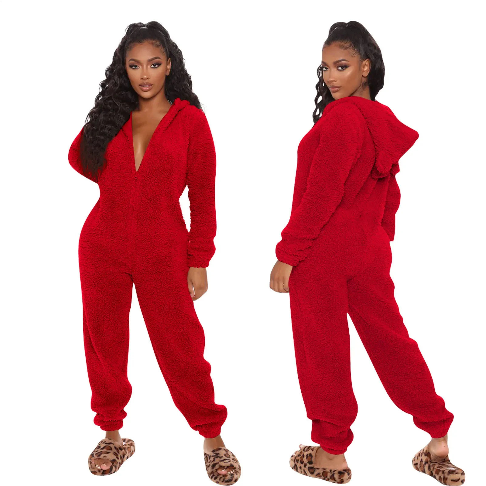 Oversize Fur Winter Teddy Ear Cute Sleepwear Onesies Jumpsuit Hooded Pajamas Homewear Warm Pajamas Robes Nightgown Thick Suit 241105