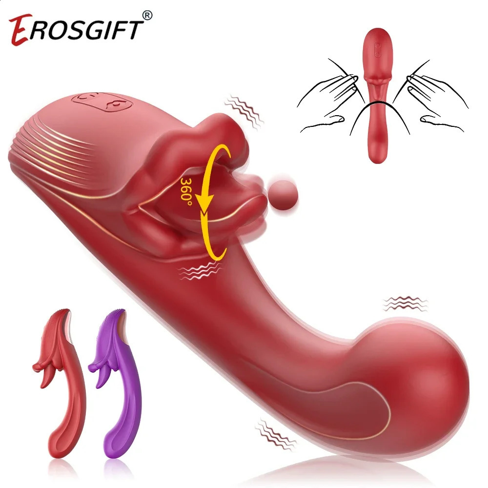 2 IN 1 Female Tongue Licking Vibrator G Spot 10 Frequency Vibration Frequencies Vaginal Massage Dildo Anal Sex Toy 241105