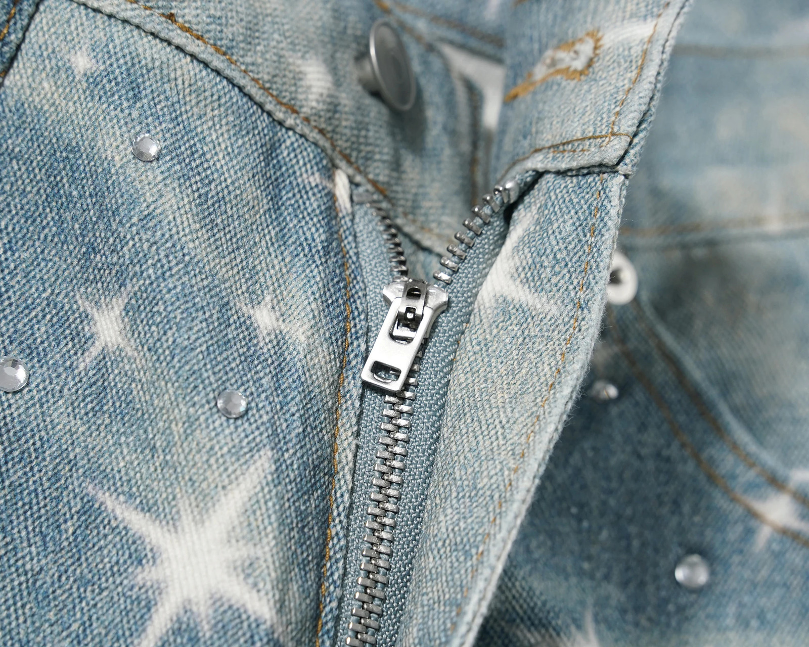 Stars Rhinestone Washed Blue Baggy Jeans Mens and Women Ropa Hombre Streetwear Solid Casual Denim Trousers Loose Cargo Pants 241105