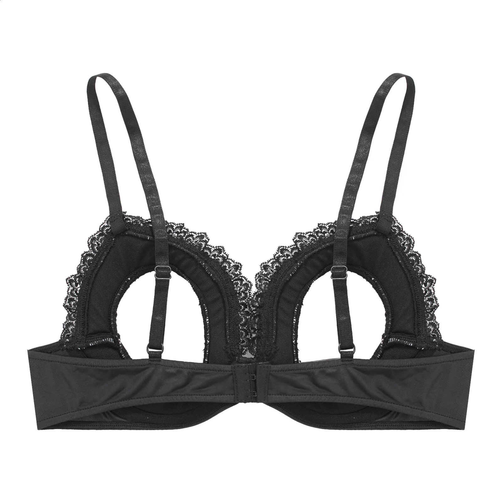Womens Cutout Padded Underwired Bra Tops Lingerie Open Chest Adjustable Straps Hollow Out Lace Brassiere Underwear 241105