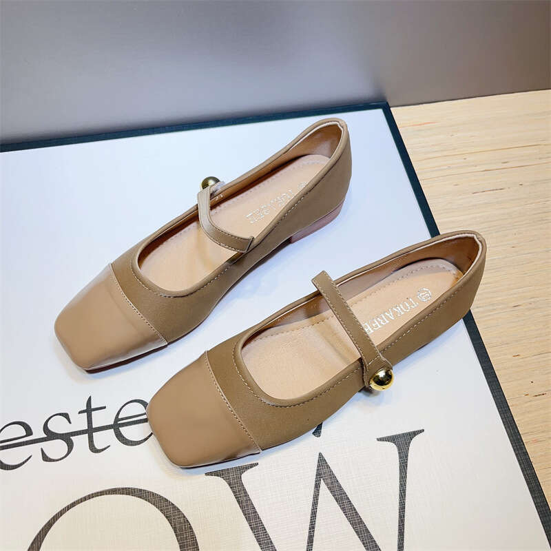 French Style Small Fragrance Temperament Single Shoe Women's Korean Version Shallow Mouth Square Toe Commuting Low Heel Mary Jane With Skirt Even