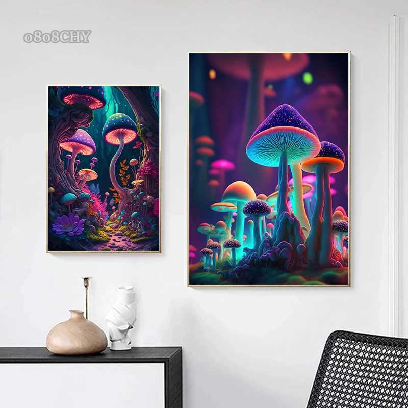 Magic shrooms Canvas Print Posters shrooms Neon Art Canvas Painting Wall Art ral for Home Room Decor Picture CuadrosXJ241104