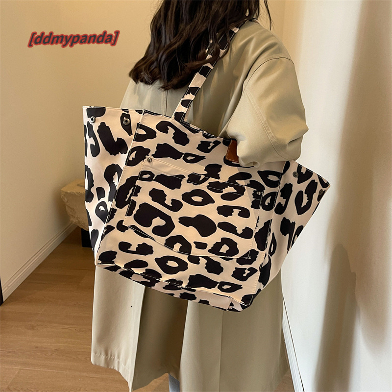 Korean version super popular large capacity tote women's new leopard print fashion trend versatile shoulder bag casual travel handbag #25 ddmypan
