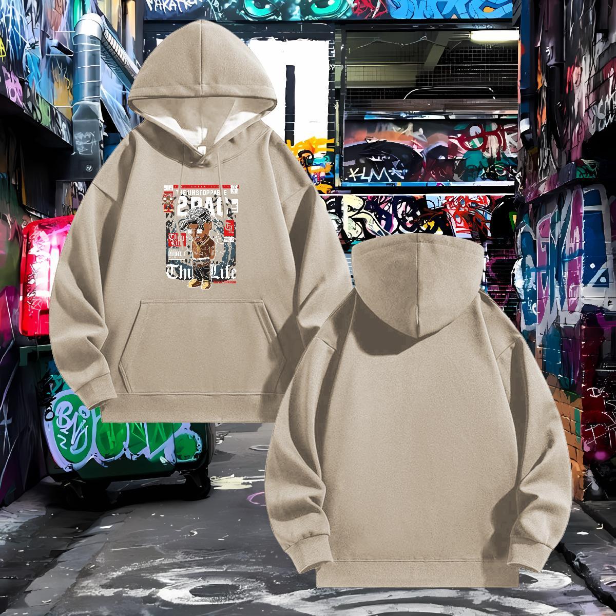 Free Shipping Men's Hooded Sweatshirt Hooded Collar Long Sleeve Loose Fit Men Hoodie Black Oversized Wear Street Wear Tech Fleece
