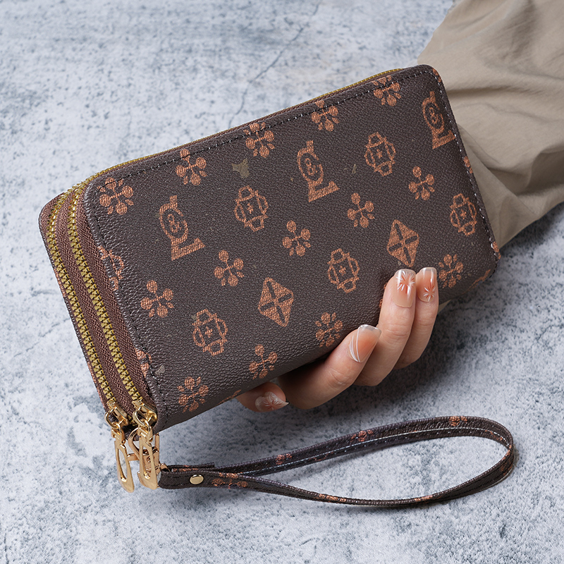 Women's new long designer wallet with fashionable double zippers and large capacity, women's wallet with fashionable casual design