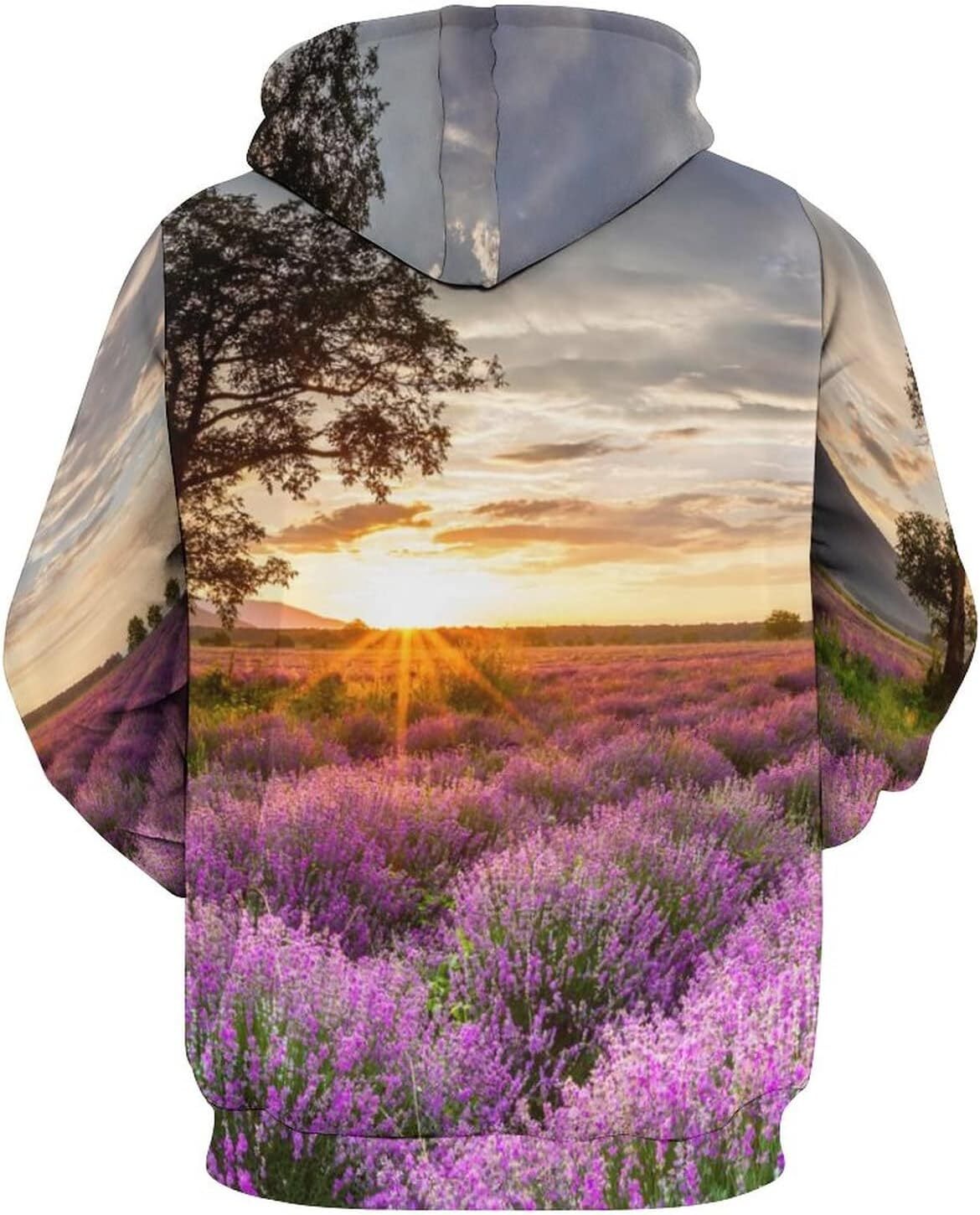 Hoodie for Mens Womens Vast Lavender Field at Sunrise Unisex Hoodies 3D Printed Pullover Hooded Sweatshirt Casual Tops Graphic fashion