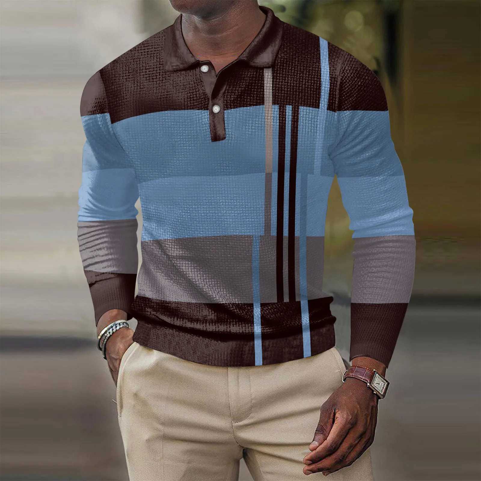 New mens casual long slip shirt fashionable 3D printed top W241104