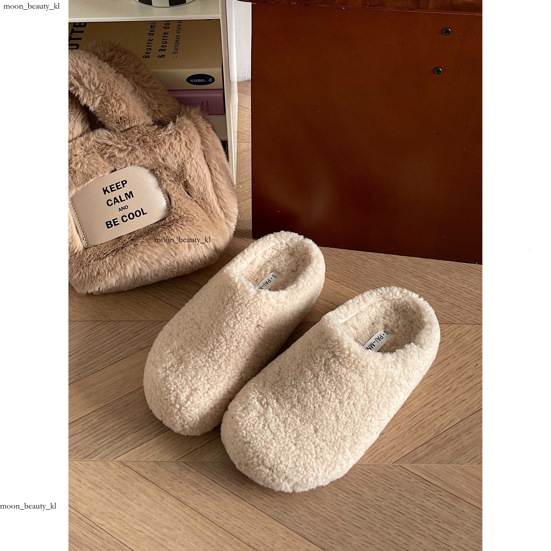 European Style Slippers Casual Hairy Slippers For Women 2024 New Winter Outfit, Flat Bottomed Lazy Mueller Shoes With Velvet Toe Cover, Half Trailer 5