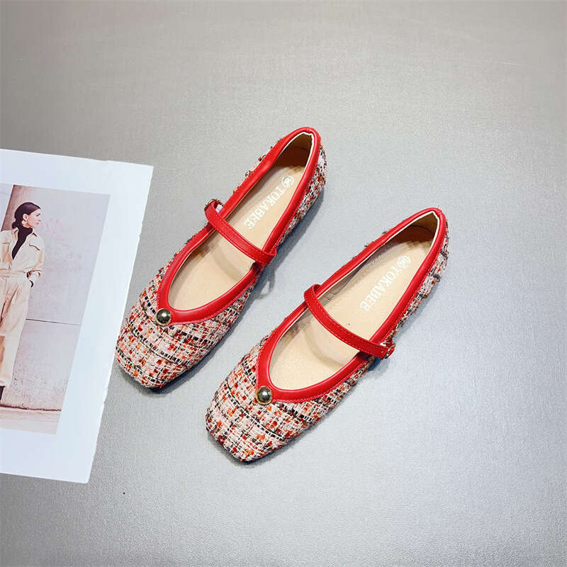 French Style Dress Evening Korean Version Spring Summer New With A Button And Thick Low Heel Soft Sole Women's Single Shoes