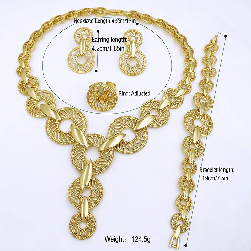 Unique Italian 18k Gold Plated Jewelry Set er Women Necklaces Jewelry Two Tone Party Accessories 241105