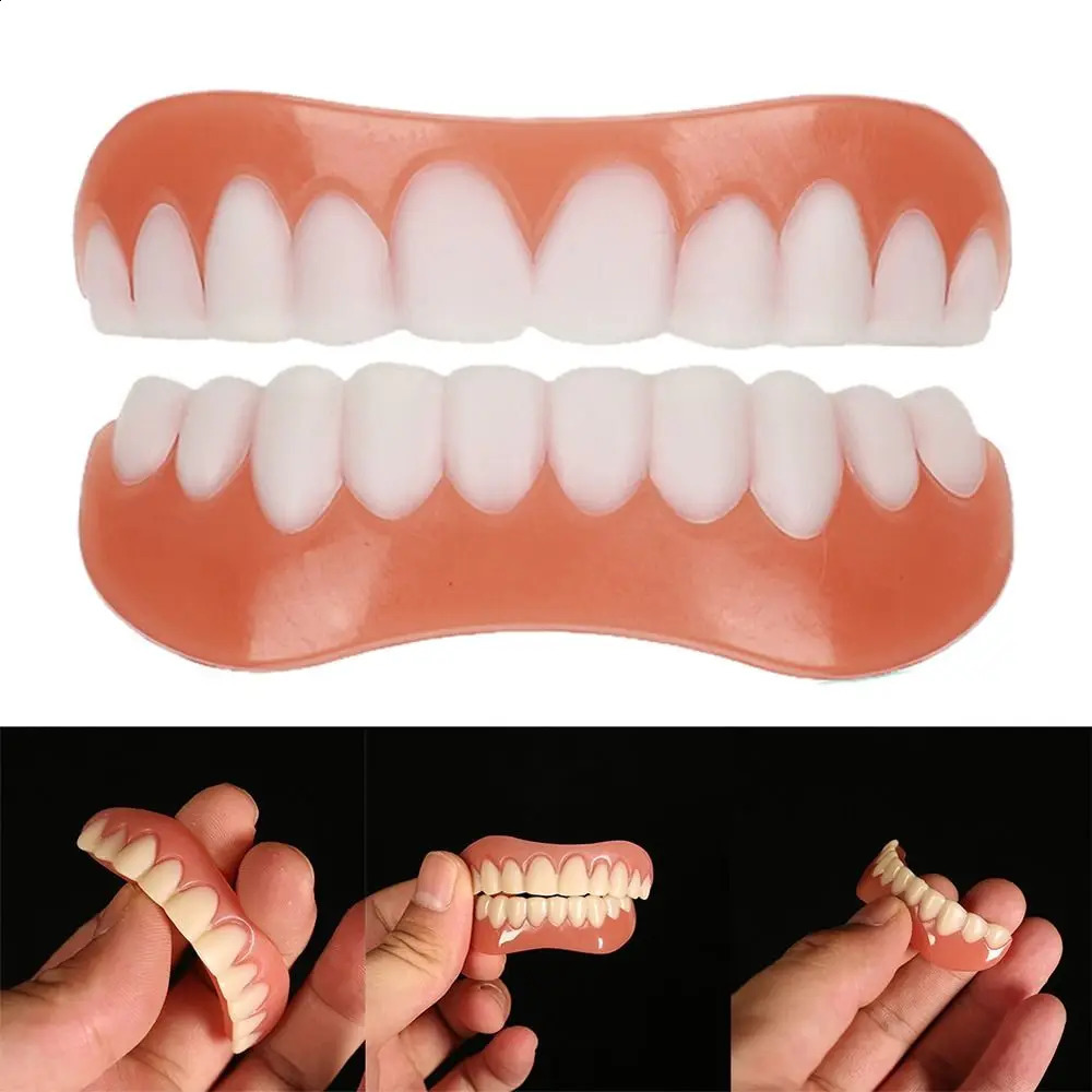 False Teeth Silicone Upper Lower Veneers Teeth Braces Dentures Paste Dentures Temporary Fake Tooth Fake Teeth Whitening Tool 241105