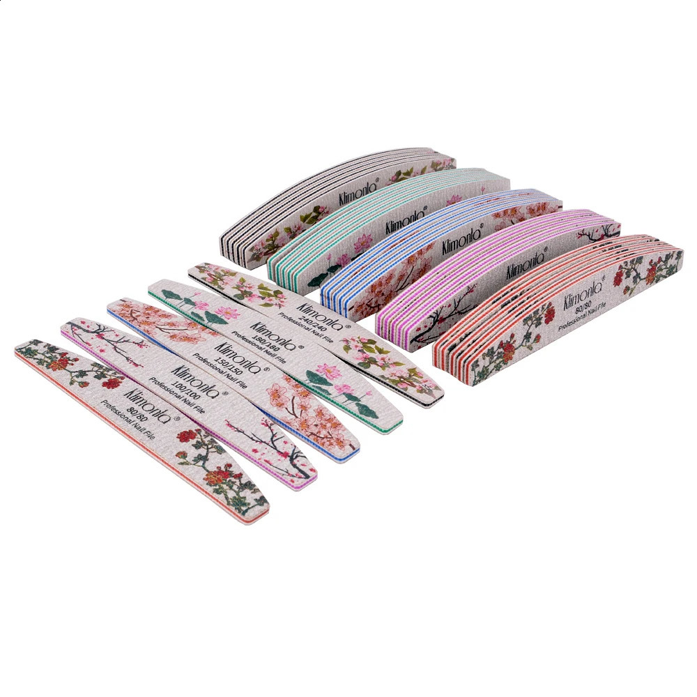 50Pcs Nails file 100 180 80 150 240 grit for Manicure accessories professional nail material Exclusive Flower Print Salon Tools 241105