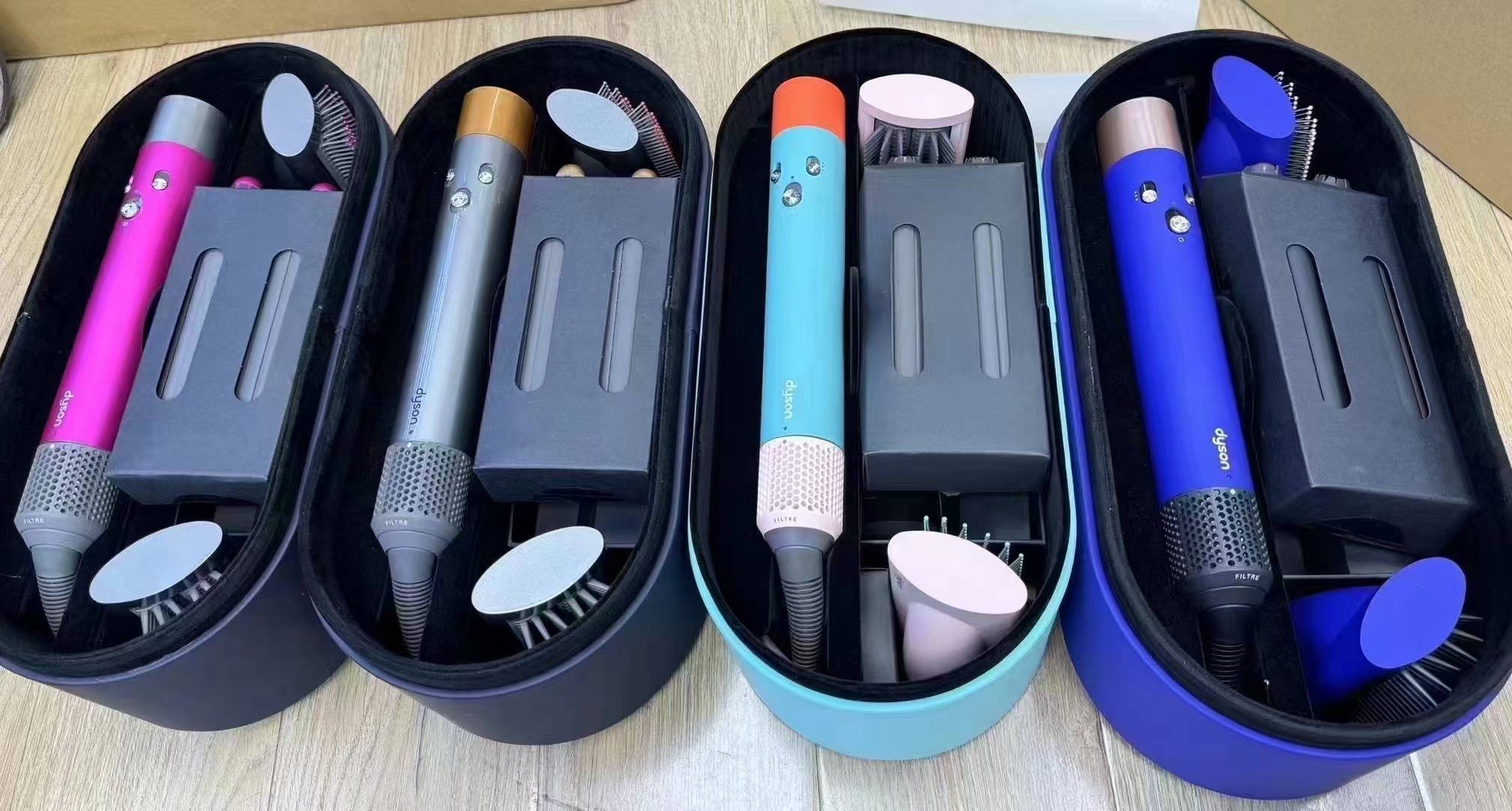 Curg Irons Multifunction Divider Warm Air Comb Anion Hairdryer Dryer Curler Hair Shaper Leather Box Home 6 Colors Unisex