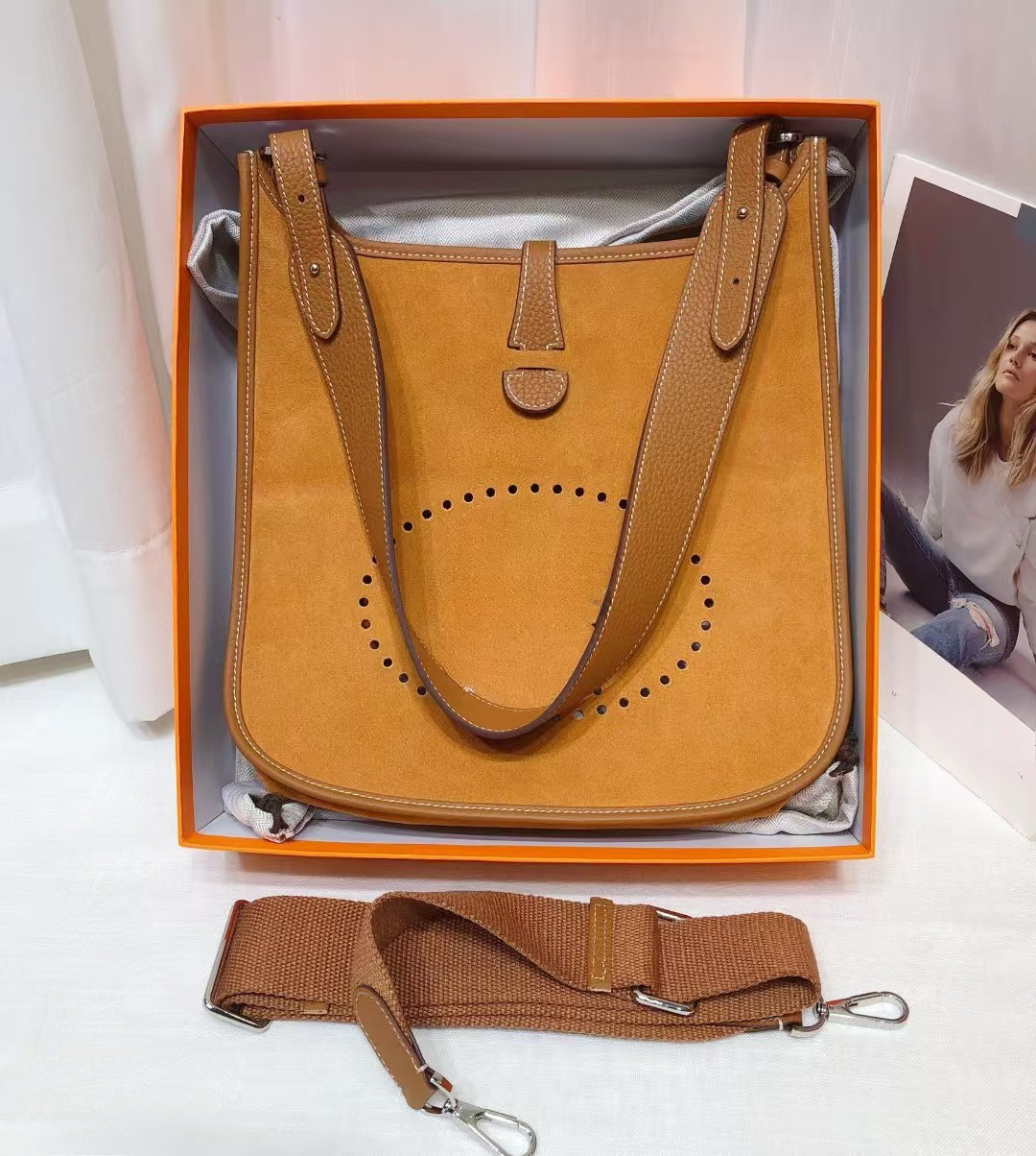 100% Real Suede Leather Shoulder Bags With 2 Straps 2024 Winter New Designer Bucket Crossbody Bag Large Capacity Satchel Fashion Hobo Vintage Female Hand Tote Bag 2934