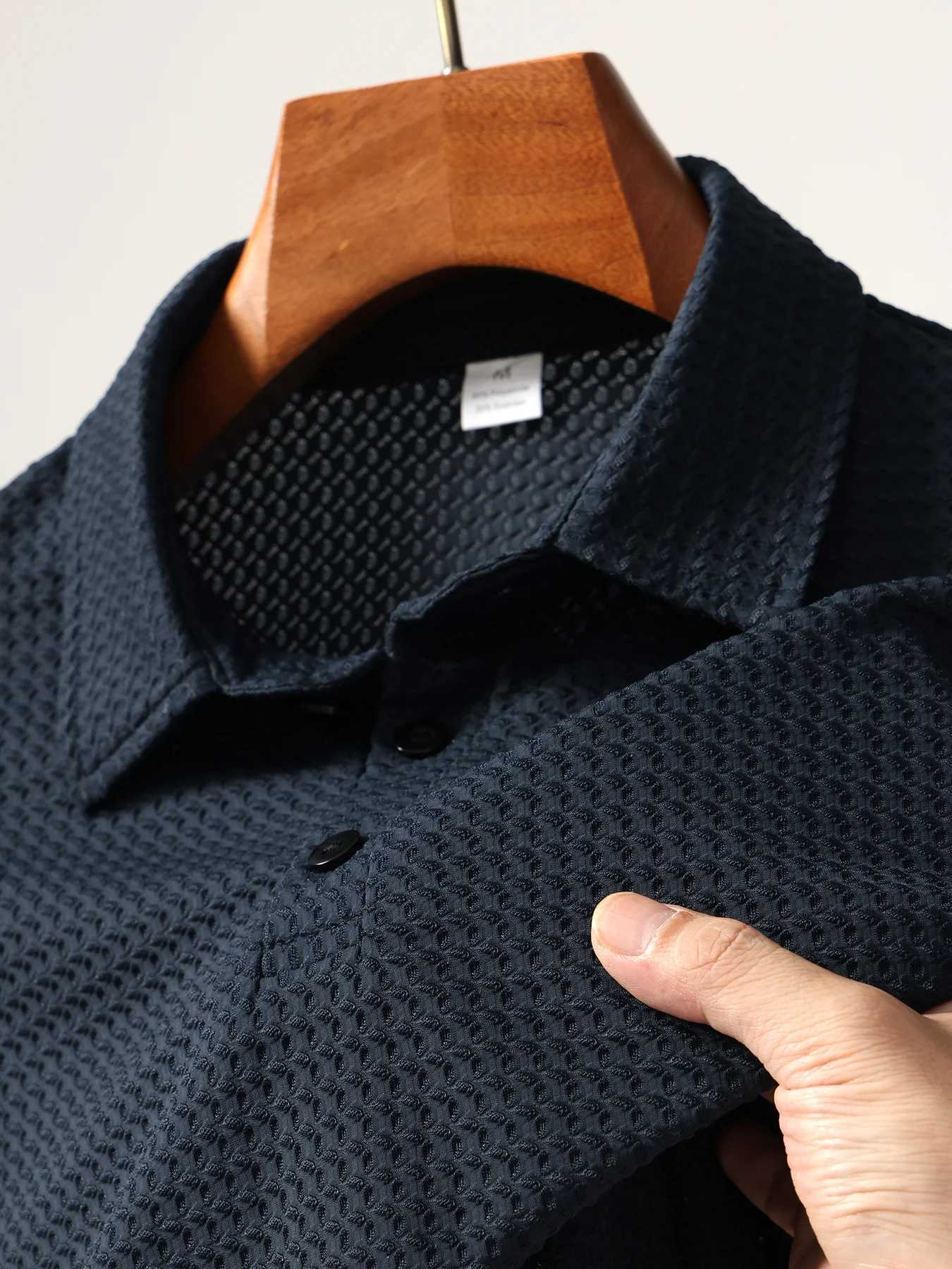 Summer New Mens Short Sleeve T-shirt Cool and Breathable Shirt Business Casual Sweat Absor Tops S-3XL W241104