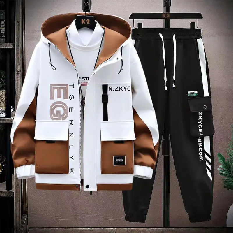 Mens spring autumn casual hooded jacket patch work warm jacket mens high-quality clothing size 4XL direct 241104