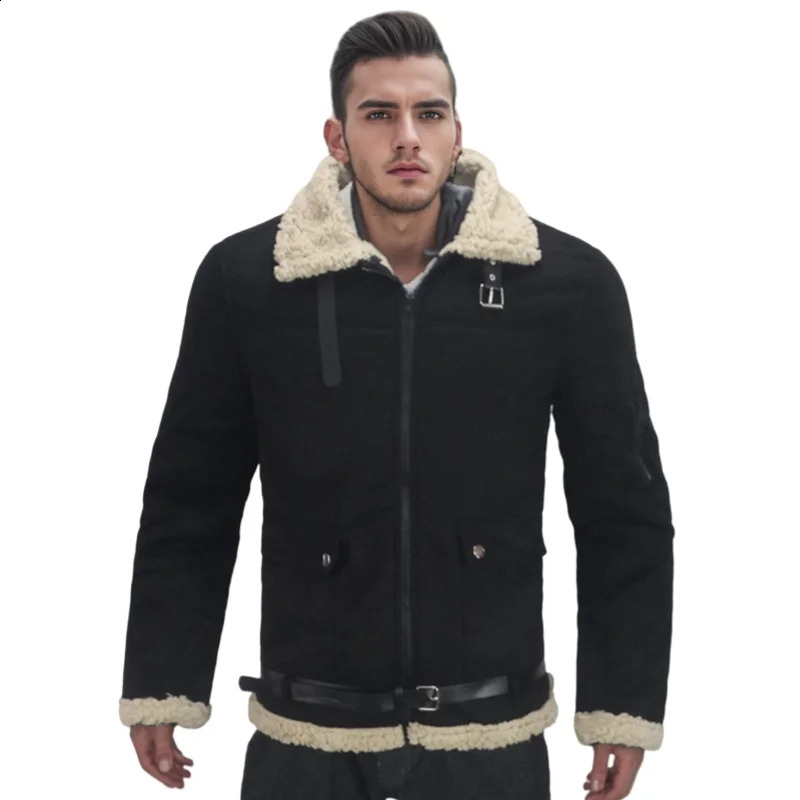 Mens Winter Zipper Fleece Jacket Cold Warm Wool Coats Street Windproof Casual Clothing Outerwear Lapel Jackets S5XL 241105
