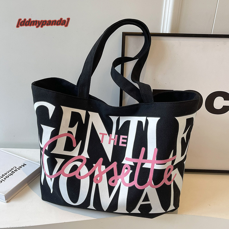 Thai niche canvas for women 2024 new fashionable large capacity letter shoulder class tote bag #13 ddmypanda