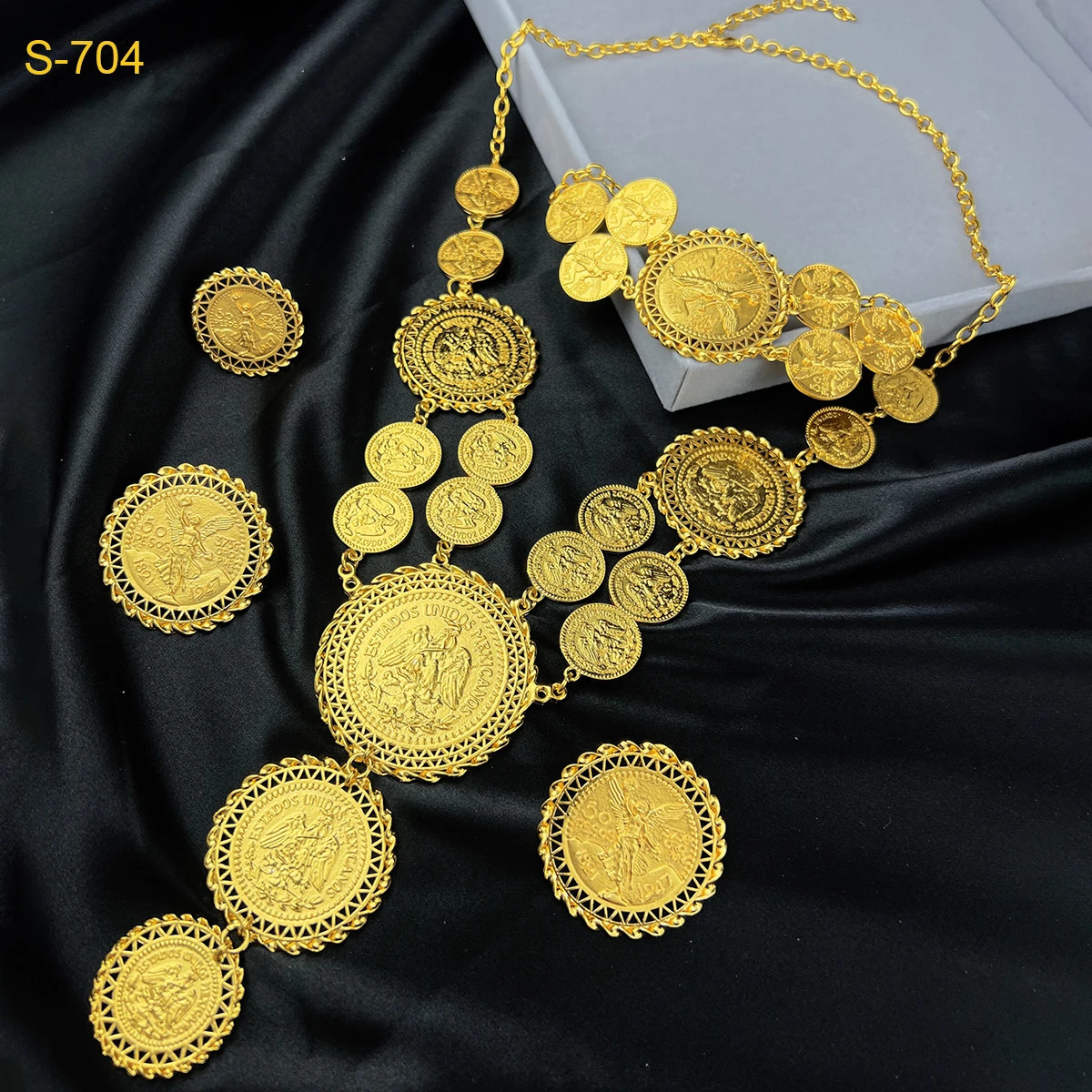 ANIID ly ed Dubai gold coin necklace bracelet jewelry set African Ethiopian bride wedding gift241105
