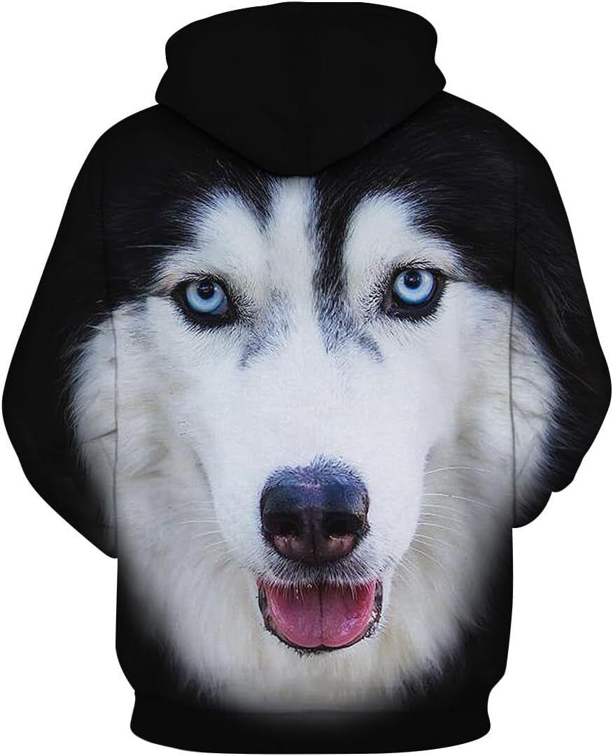 Hoodie for Mens Womens Novelty Siberian Husky 3D Print Hoodie Animal Sweatshirt Pullover for Men Women Graphic keep warm cool