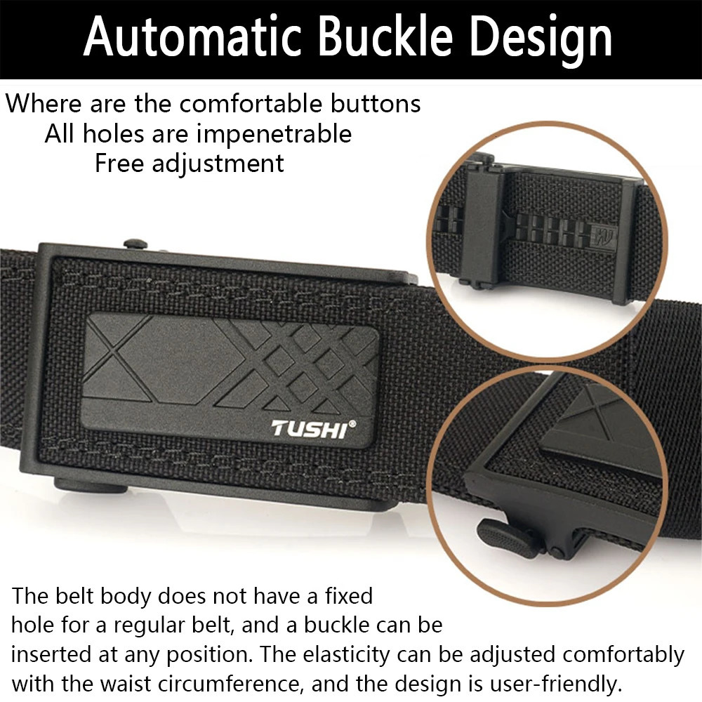 TUSHI Military Gun Belt for Men Nylon Metal Automatic Buckle Duty Belt Tactical Outdoor Girdle IPSC Accessories 241024