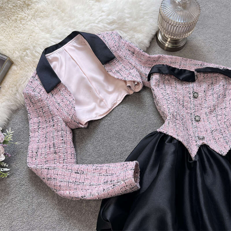 Floral Fragrance Designer Set Women's Autumn Fashion Short Jacket+High Waist Sexy F Set Skirt, Date Skirt luffy Mini Dress Two-Piece