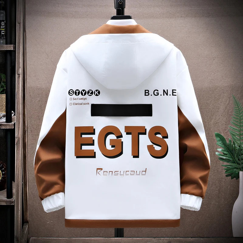 Mens spring autumn casual hooded jacket patch work warm jacket mens high-quality clothing size 4XL direct 241104